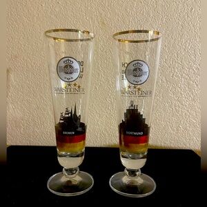 Two Warsteiner Fan Tulip Glasses / Germany: Bremen & Dortmund
